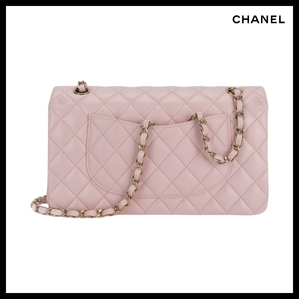 【CHANEL】Medium Classic Handbag Grained Shiny Calfskin