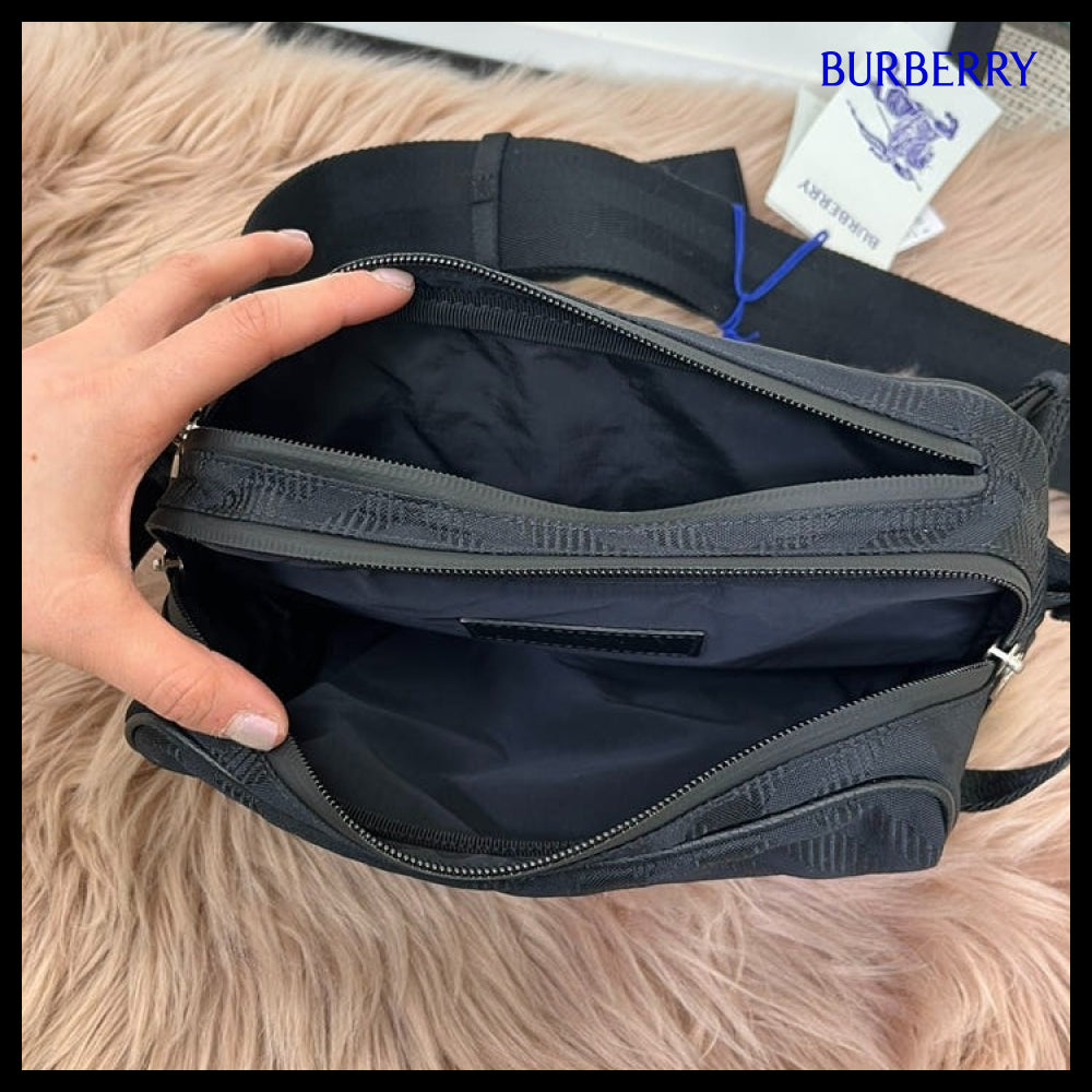 【Burberry】Check Jacquard Nylon Belt Bag Black