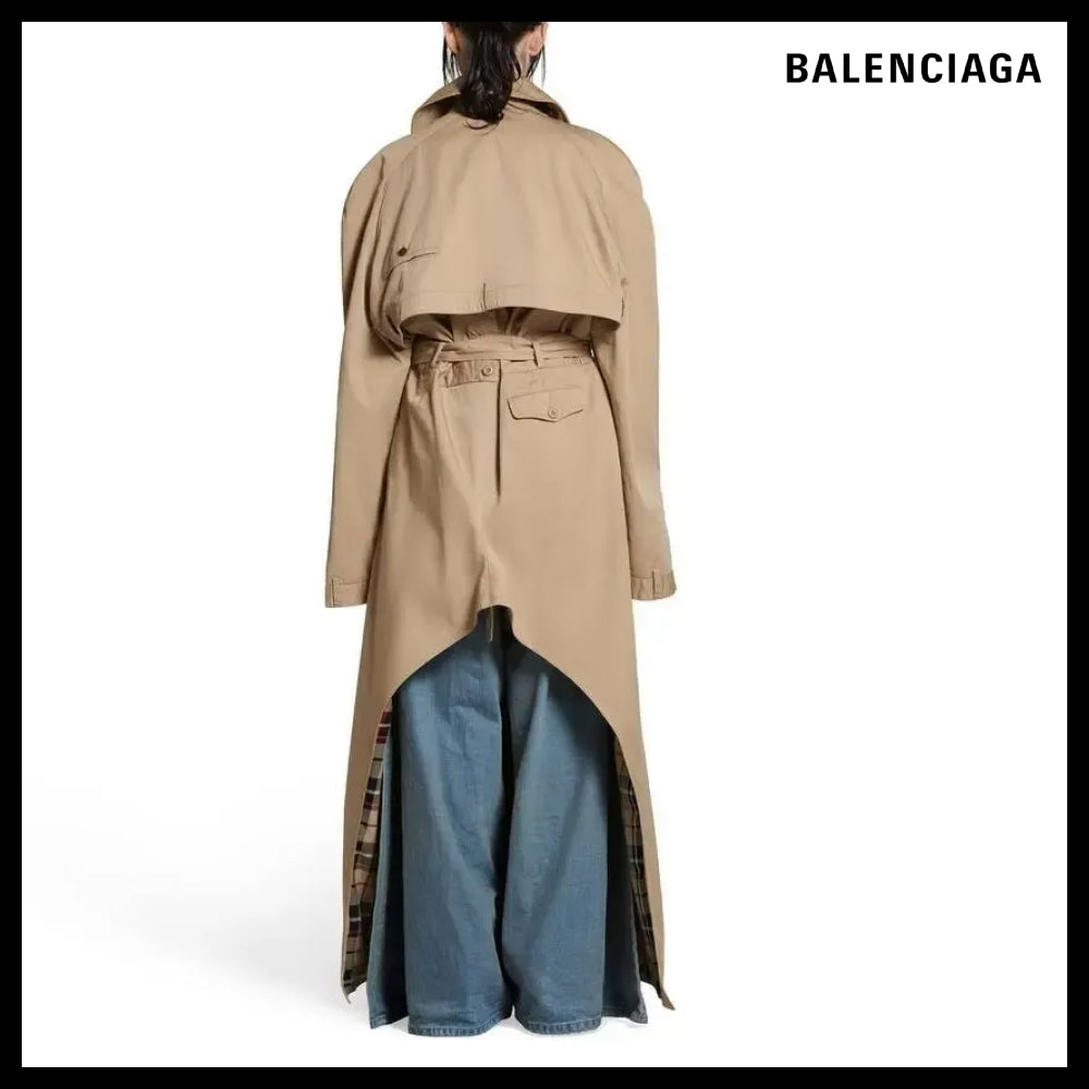【BALENCIAGA】Maxi Deconstructed Trench Coat In Dark Beige