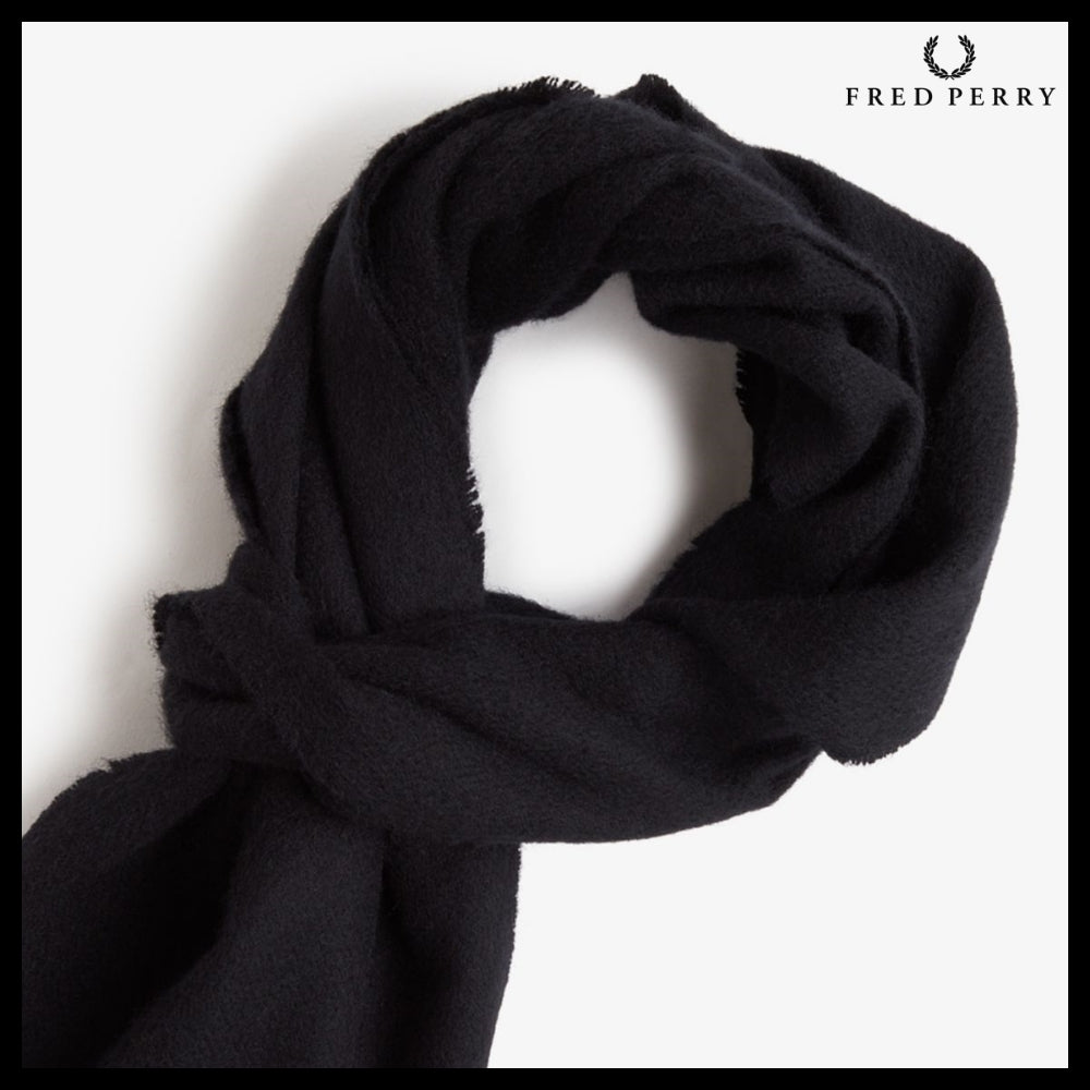 [FRED PERRY] Lambswool Scarf - Black P11