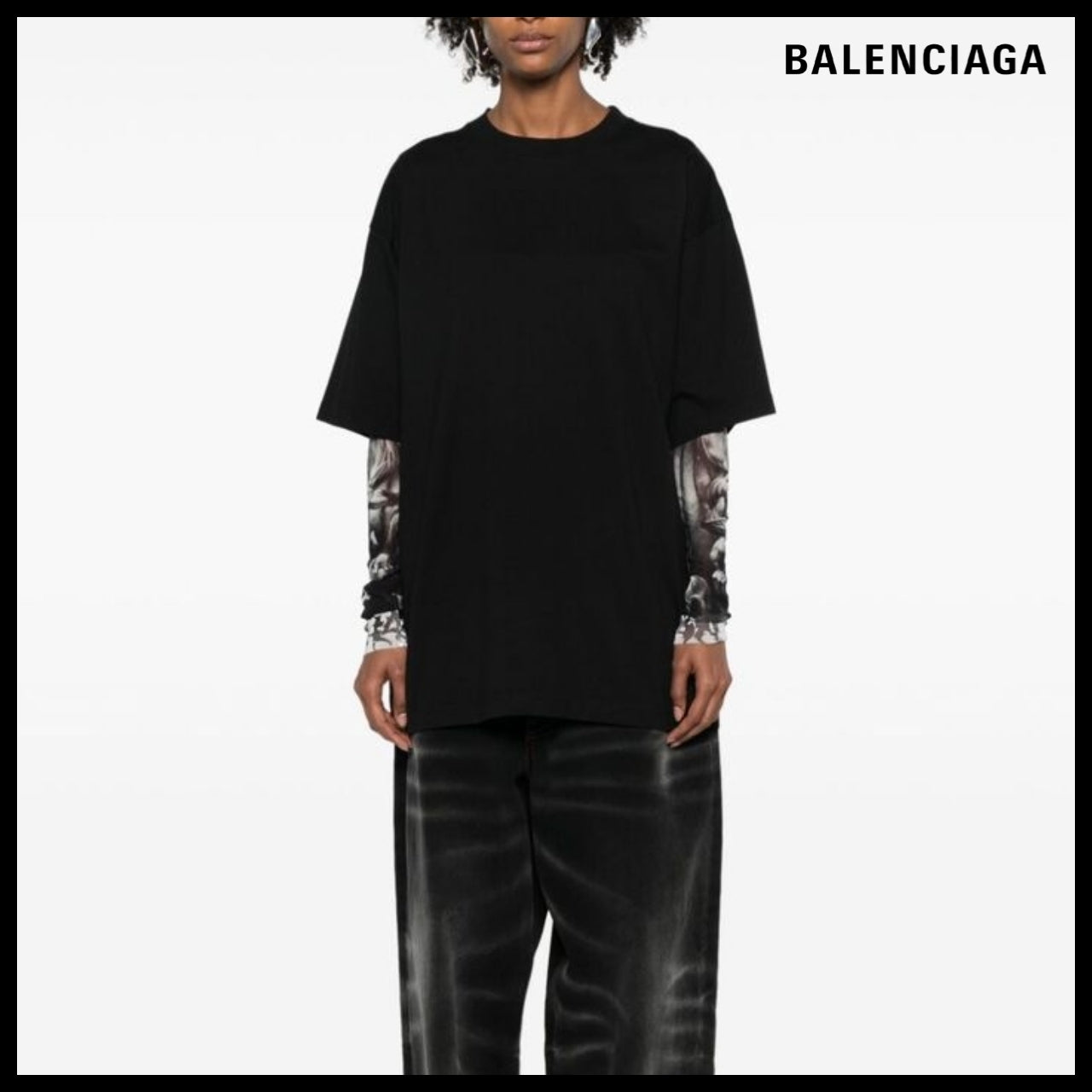 【BALENCIAGA】Handwritten T-Shirt Large Fit Black