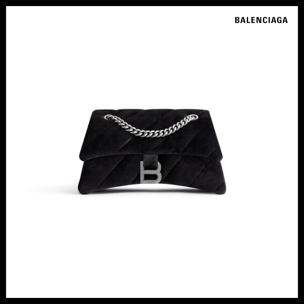 【BALENCIAGA】Crush Small Chain Bag Quilted Velvet Jersey