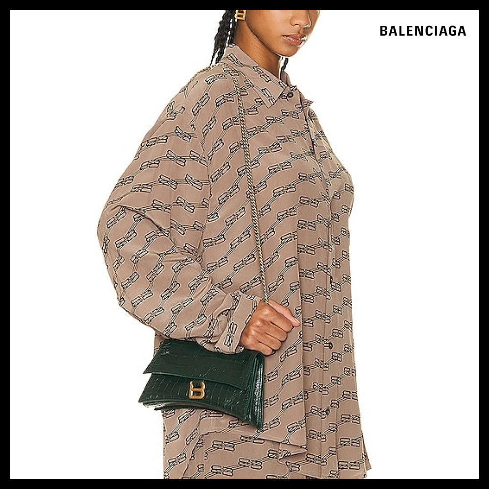 【BALENCIAGA】Crush XS Chain Bag Crocodile Embossed Green