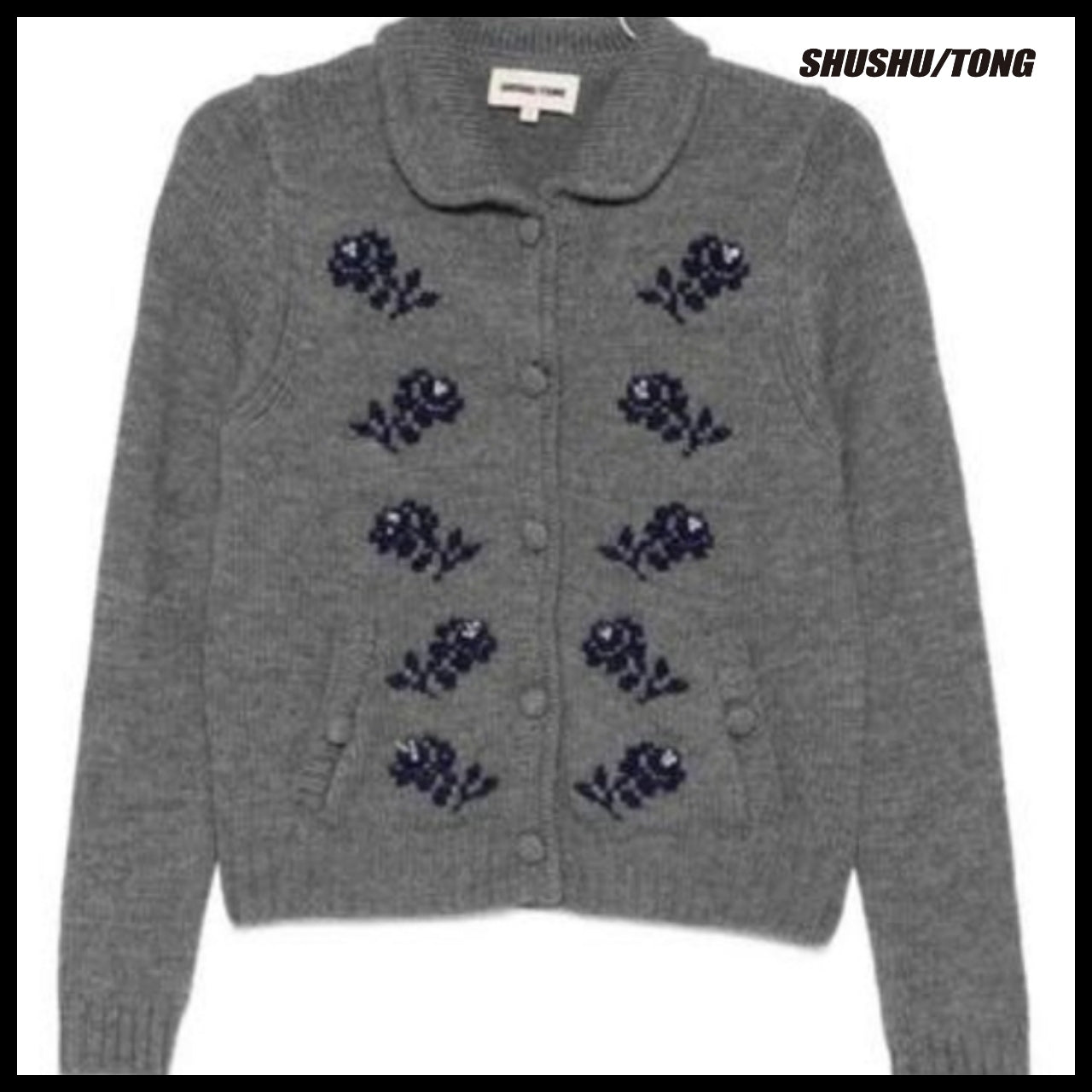 【SHUSHU TONG】Beaded Embellished Cardigan Gray