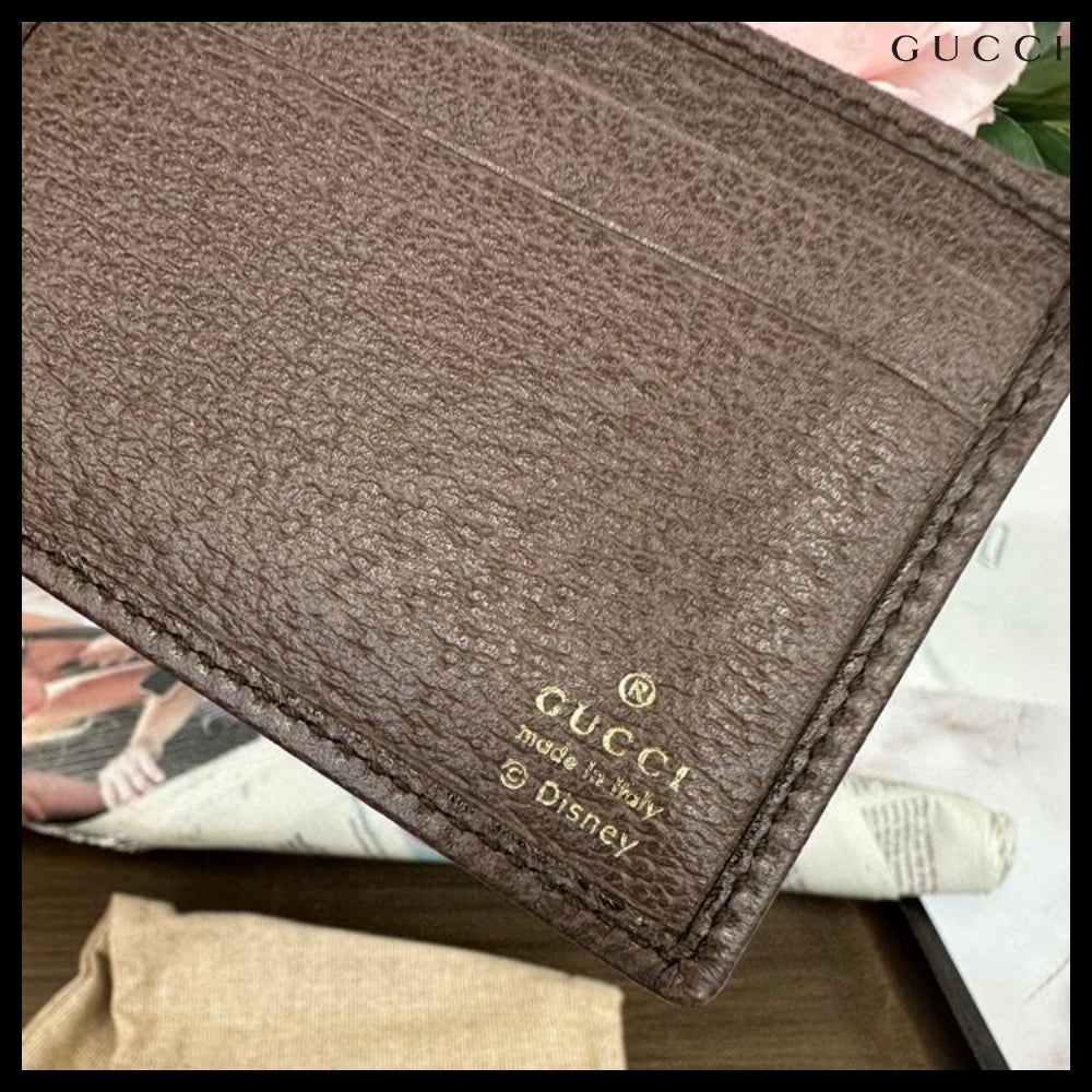 【Gucci x Disney】Donald Duck Print Canvas Leather Wallet