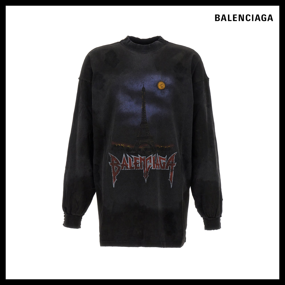 【BALENCIAGA】Paris Moon Double Front Long Sleeve T-Shirt Ov