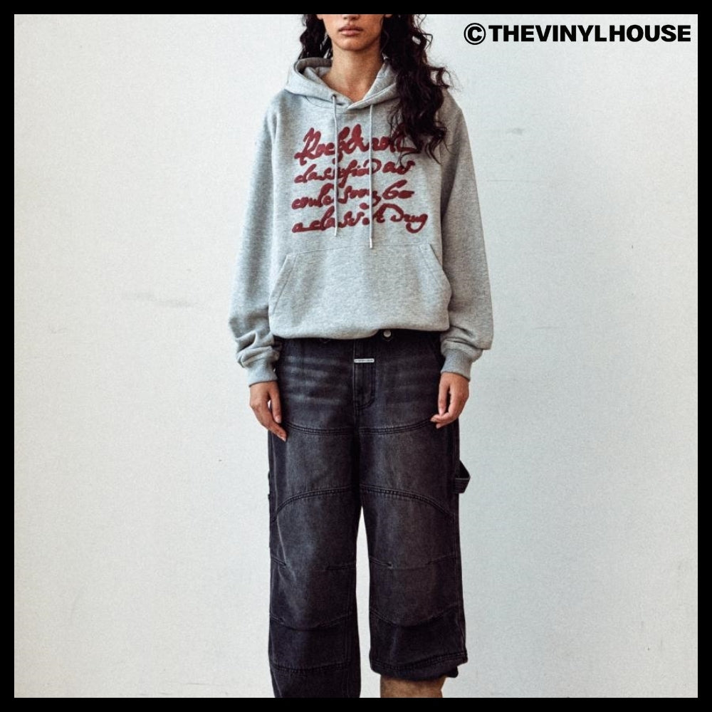 【THEVINYLHOUSE】Cursive writing typo hoodie (4 colors)