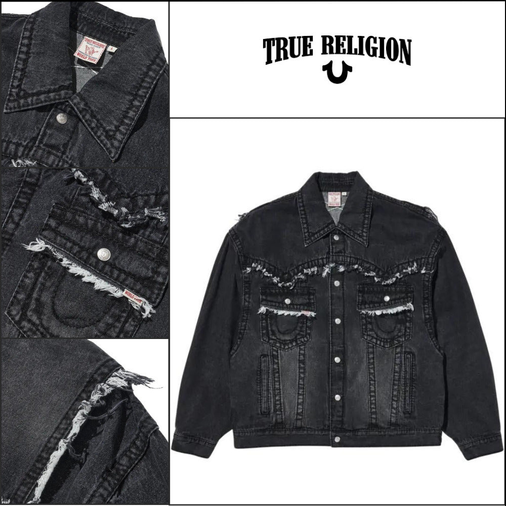 【TRUE RELIGION】Caution Cross Trucker jacket Black
