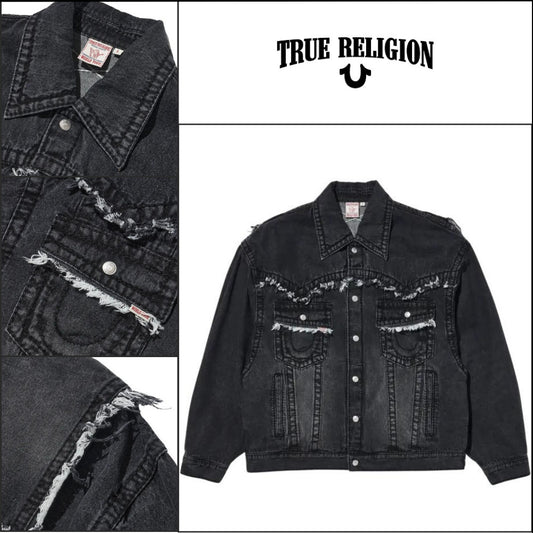 【TRUE RELIGION】Caution Cross Trucker jacket Black