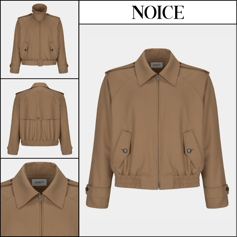 【NOICE  】NECK BUCKLE WOOL BLEND BLOUSON CAMEL