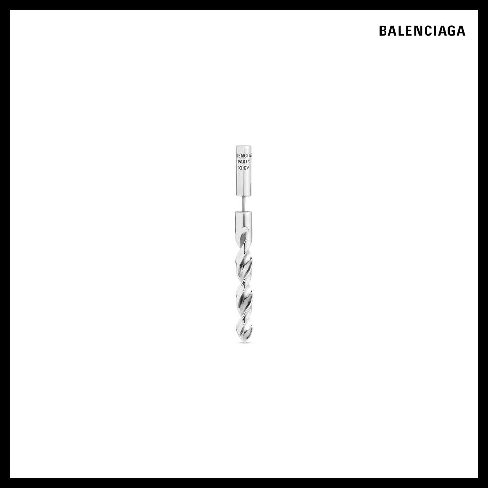【BALENCIAGA】City Drill Earrings Silver