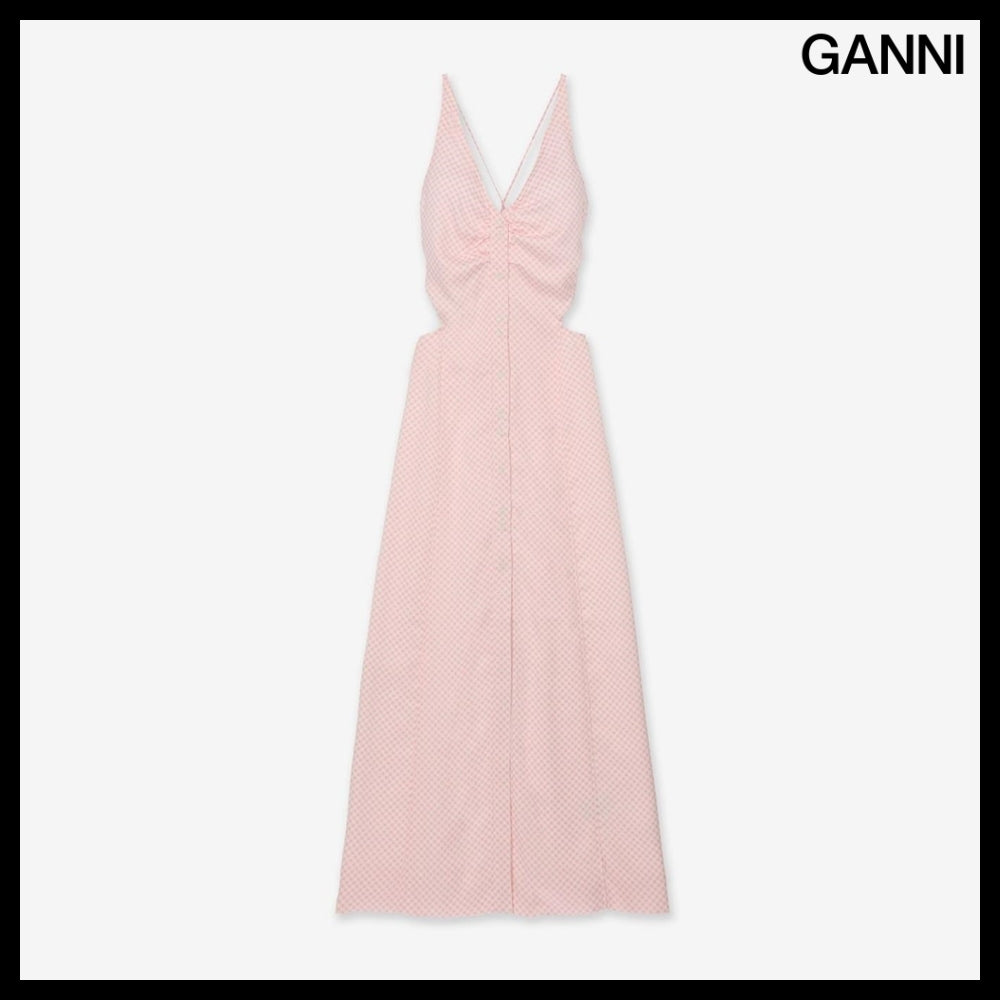 【Ganni】サテンマキシドレス ライトライラック