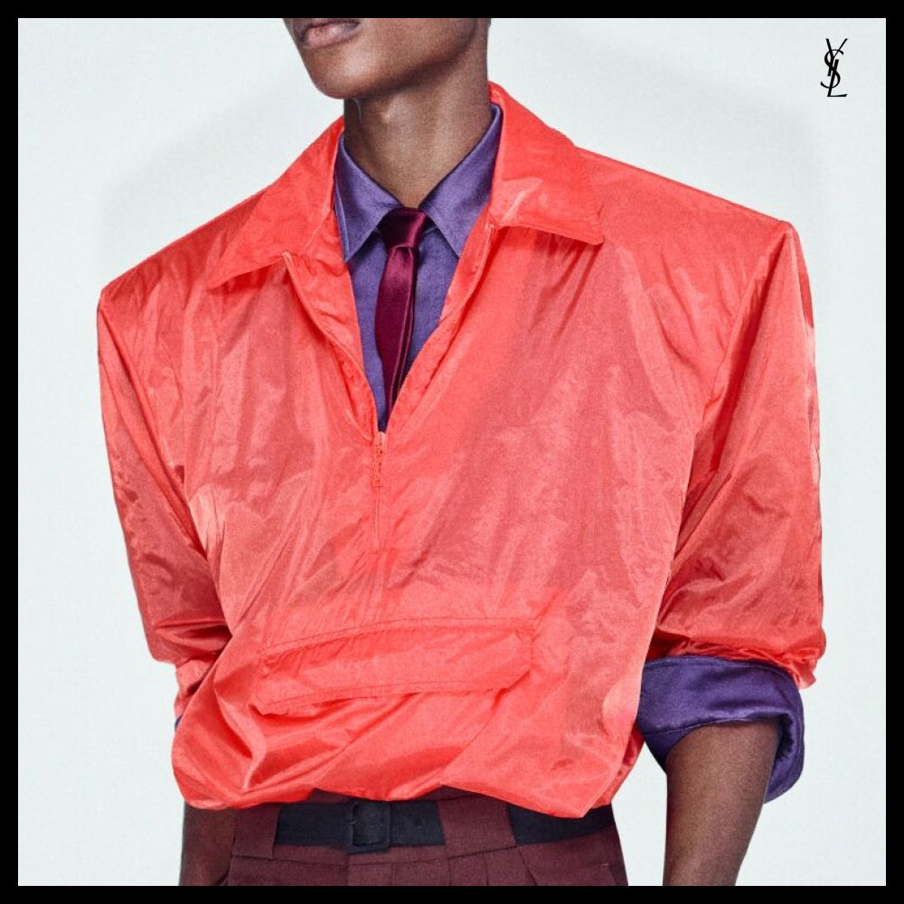 【Saint Laurent】Nylon Broad Shoulder Windbreaker