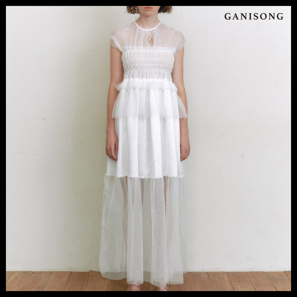 【GANISONG】Bridal Misty Layers Dress White
