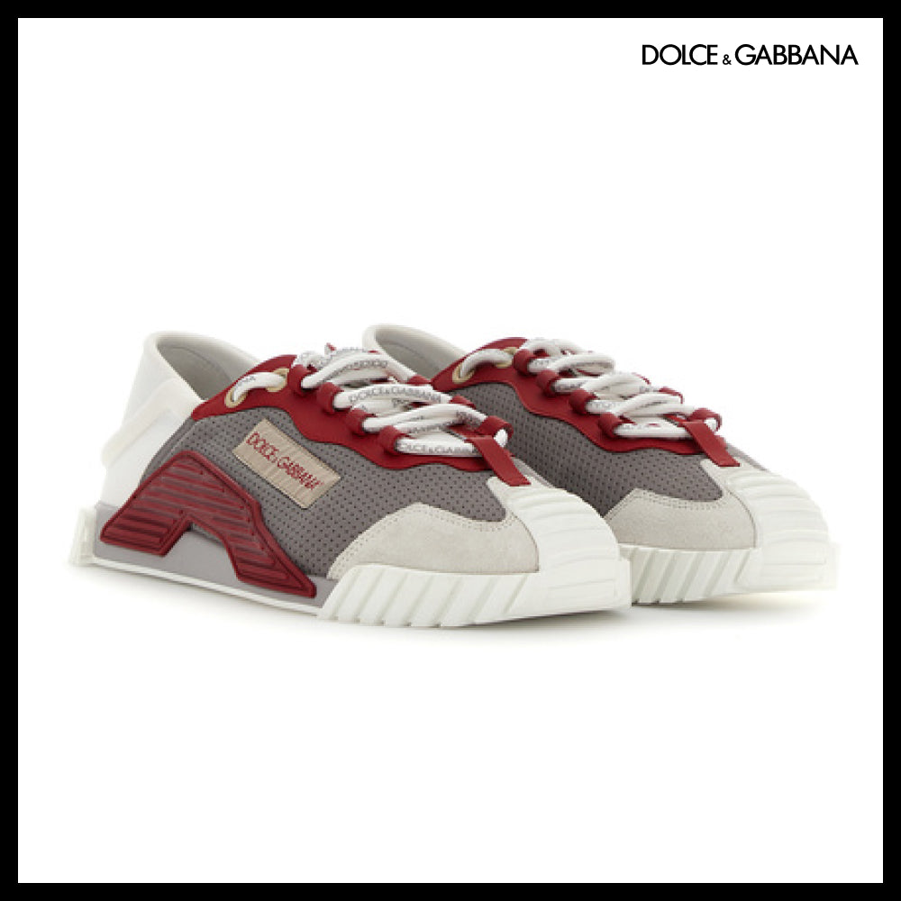 【Dolce & Gabbana】FABRIC SNEAKERS GREY / RED