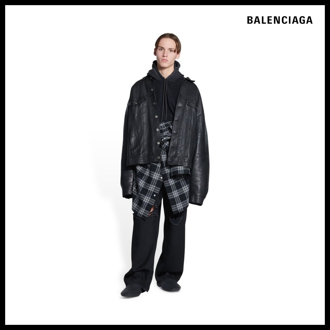 【BALENCIAGA】Denim Style Jacket Black