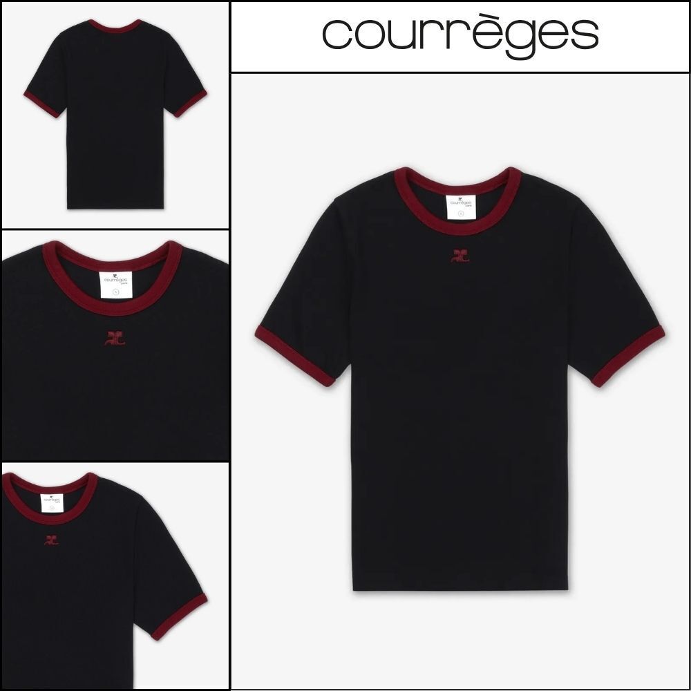 【Courreges】Signature Contrast Short Sleeve T Shirt Black