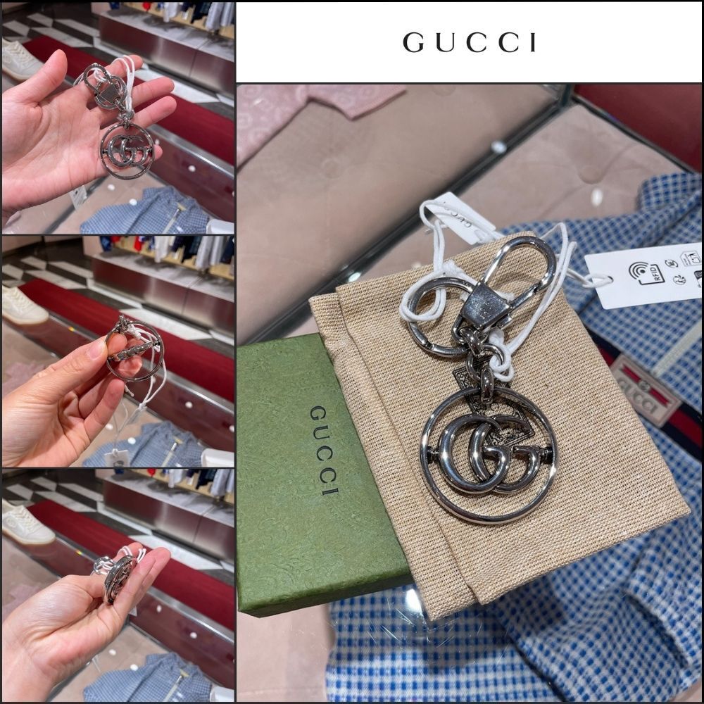 【GUCCI】GG Marmont Metal Keychain Silver