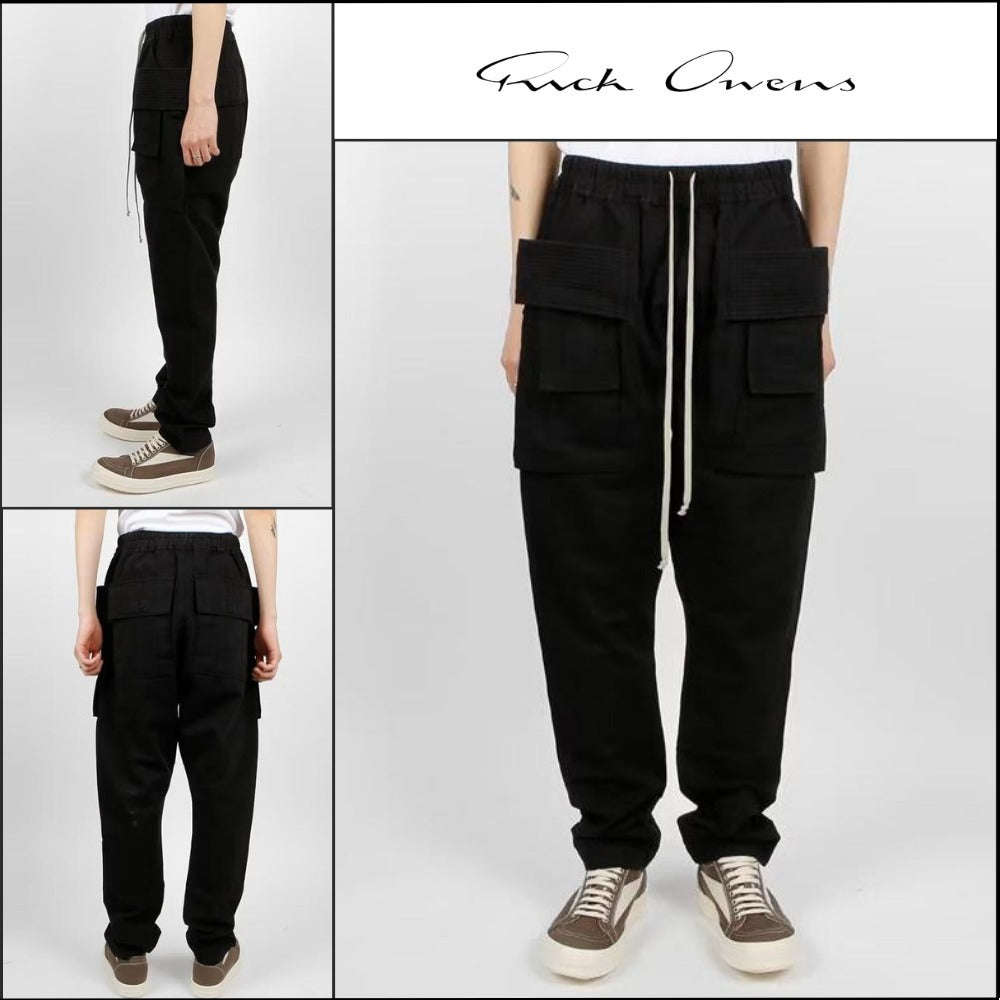 【RICK OWENS】Darkshadow Creatch Cargo Pants Black