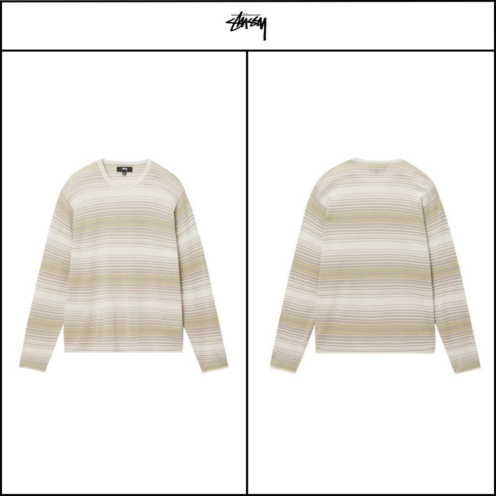 【STUSSY】Horizontal Stripe Sweater Natural