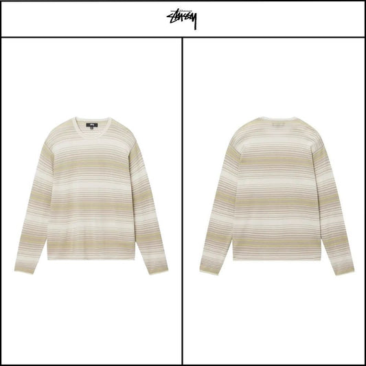 【STUSSY】Horizontal Stripe Sweater Natural