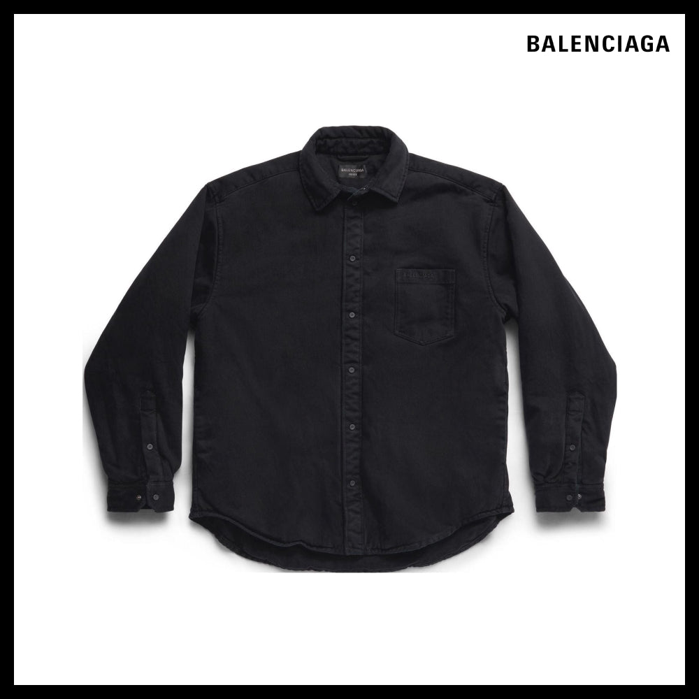 【BALENCIAGA】Padded Shirt Large Fit Black