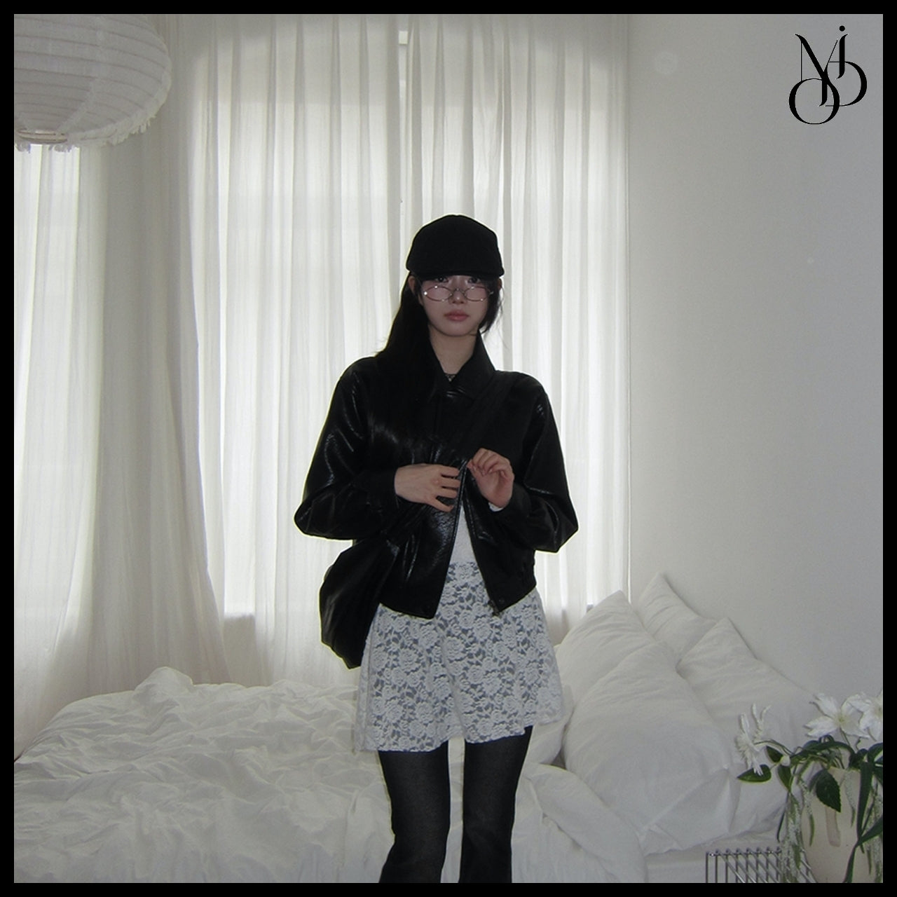 【MODIMOOD】Sailor Half Fit Crop Leather Jacket 2 Colors