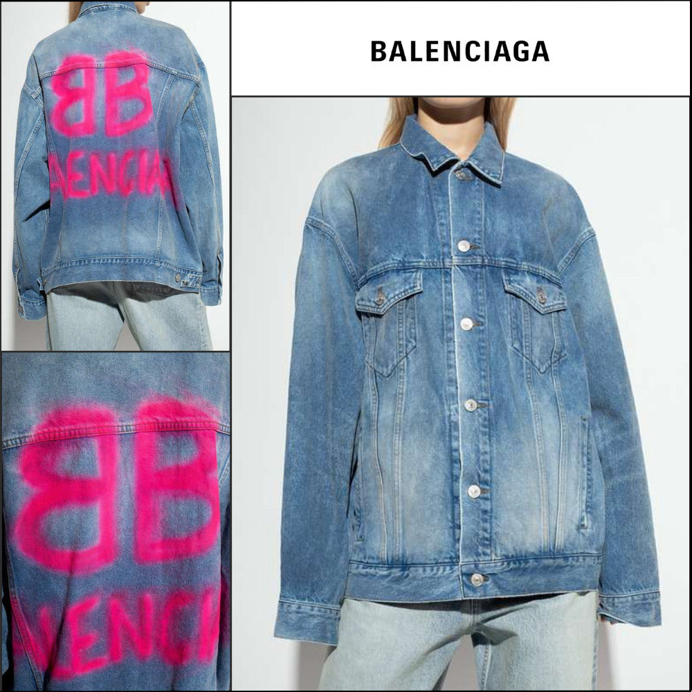 【BALENCIAGA】Back Graffiti Logo Denim Jacket