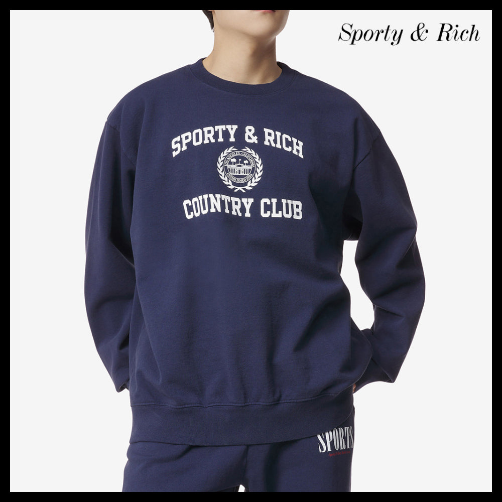 【Sporty & Rich】バーシティ クレスト クルーネックスウェット