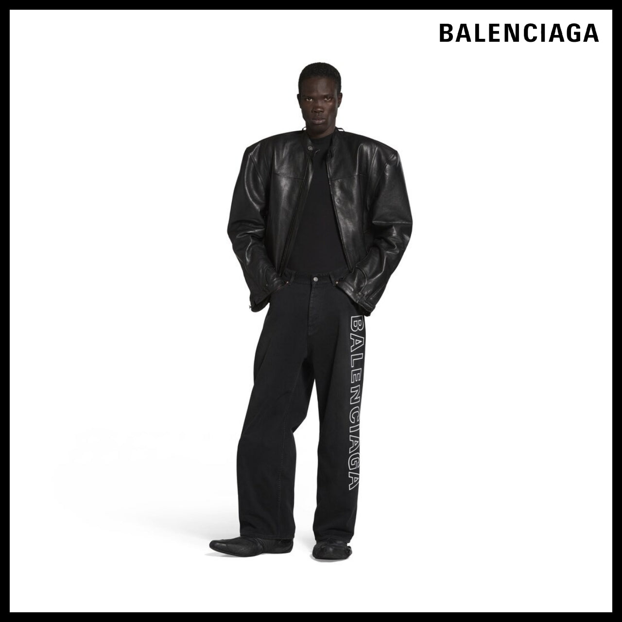 【BALENCIAGA】Outline Baggy Pants Black