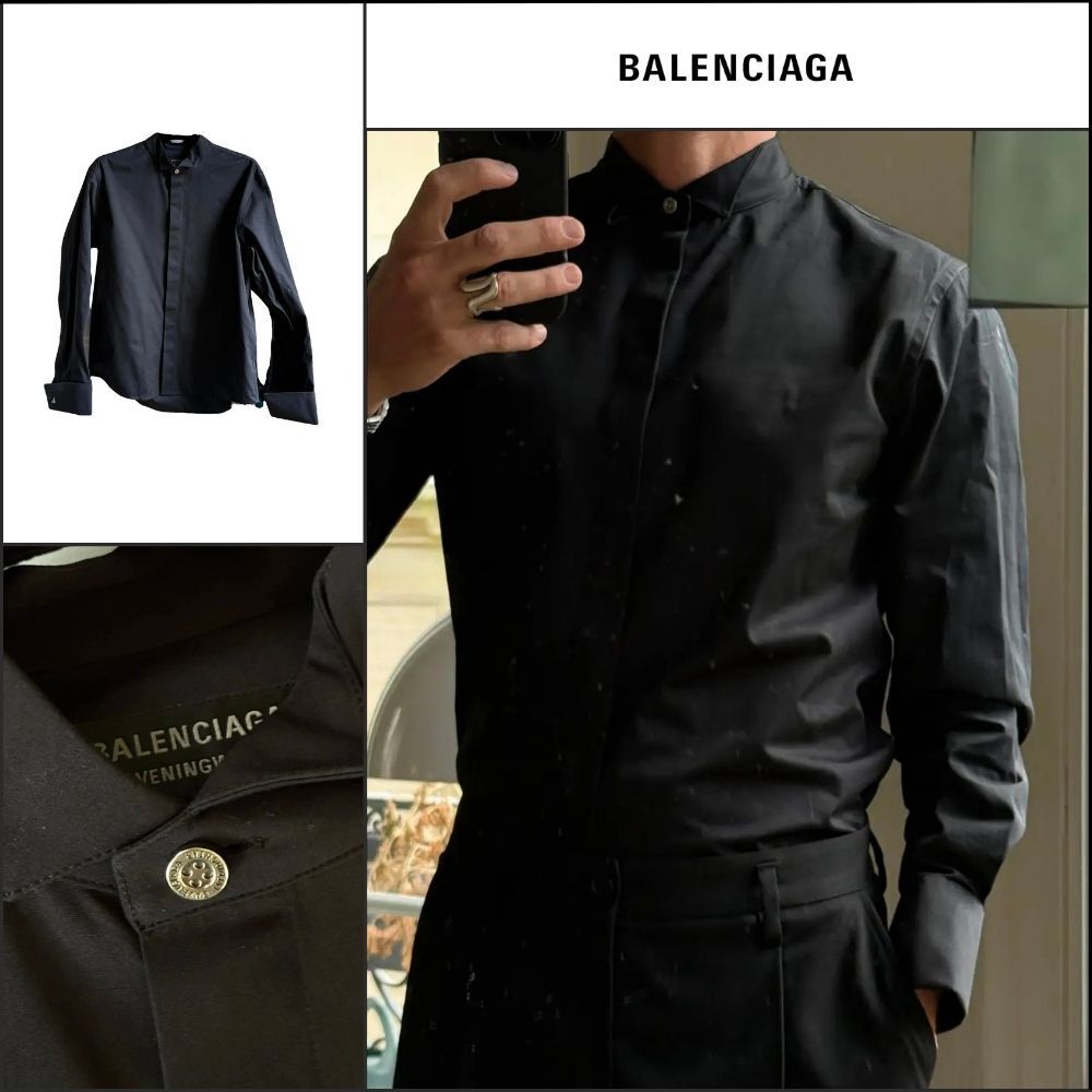 【BALENCIAGA】Regular Tuxedo Shirt Black