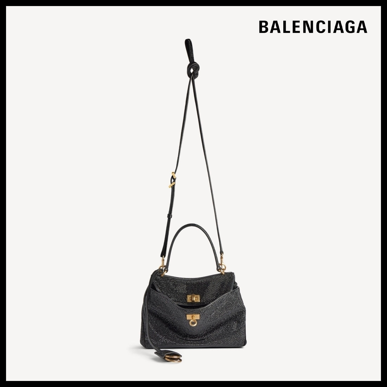 【BALENCIAGA】Rodeo Rhinestone Handbag Mini Black