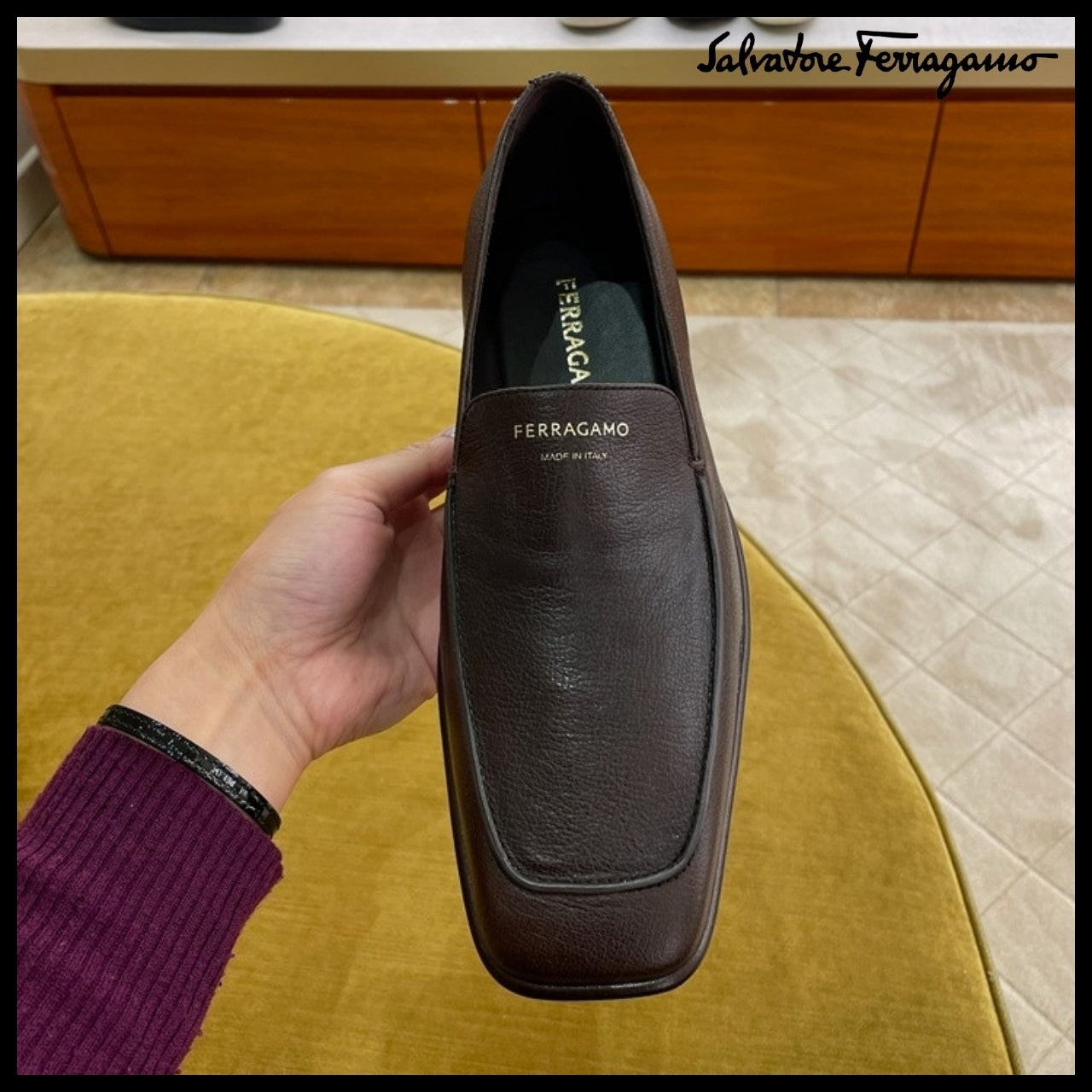 【FERRAGAMO】BRIAN LOGO MOCCASIN LOAFERS BROWN