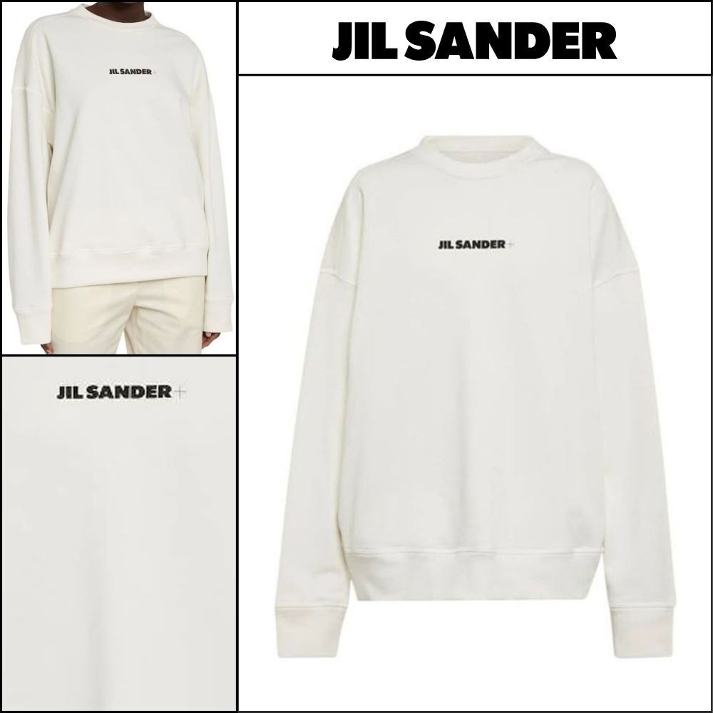 【JIL SANDER】Logo Print Oversized Sweatshirt Ivory Unisex