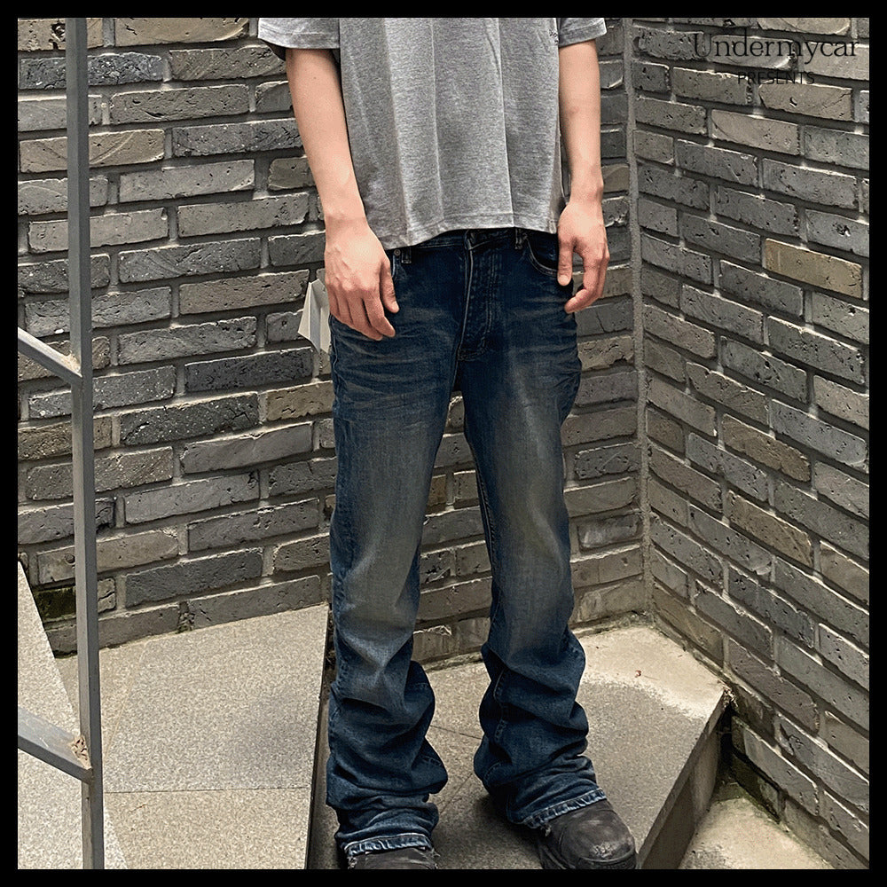 【Undermycar】Mu.114 Original Logo Washed Slim Flare Jeans
