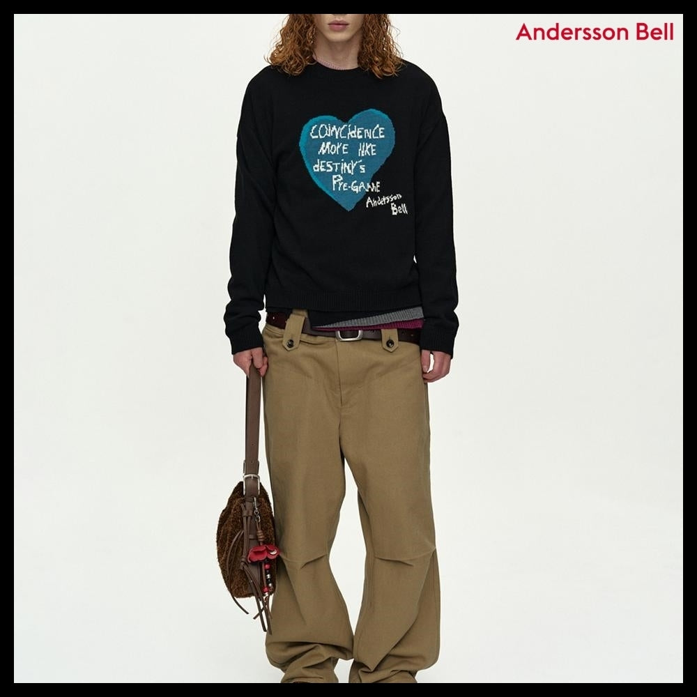 【ANDERSSON BELL】Boys Heart Message Crew-Neck Sweater