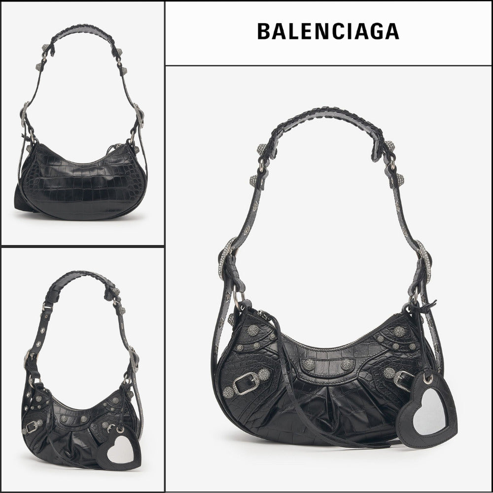 【BALENCIAGA】Crocodile Embossed Le Cagole XS Shoulder Bag