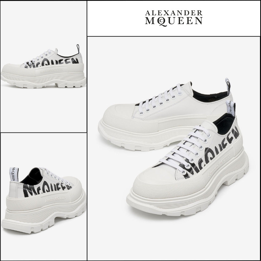 【Alexander Mcqueen】Tread Slick Lace-Up Sneakers White