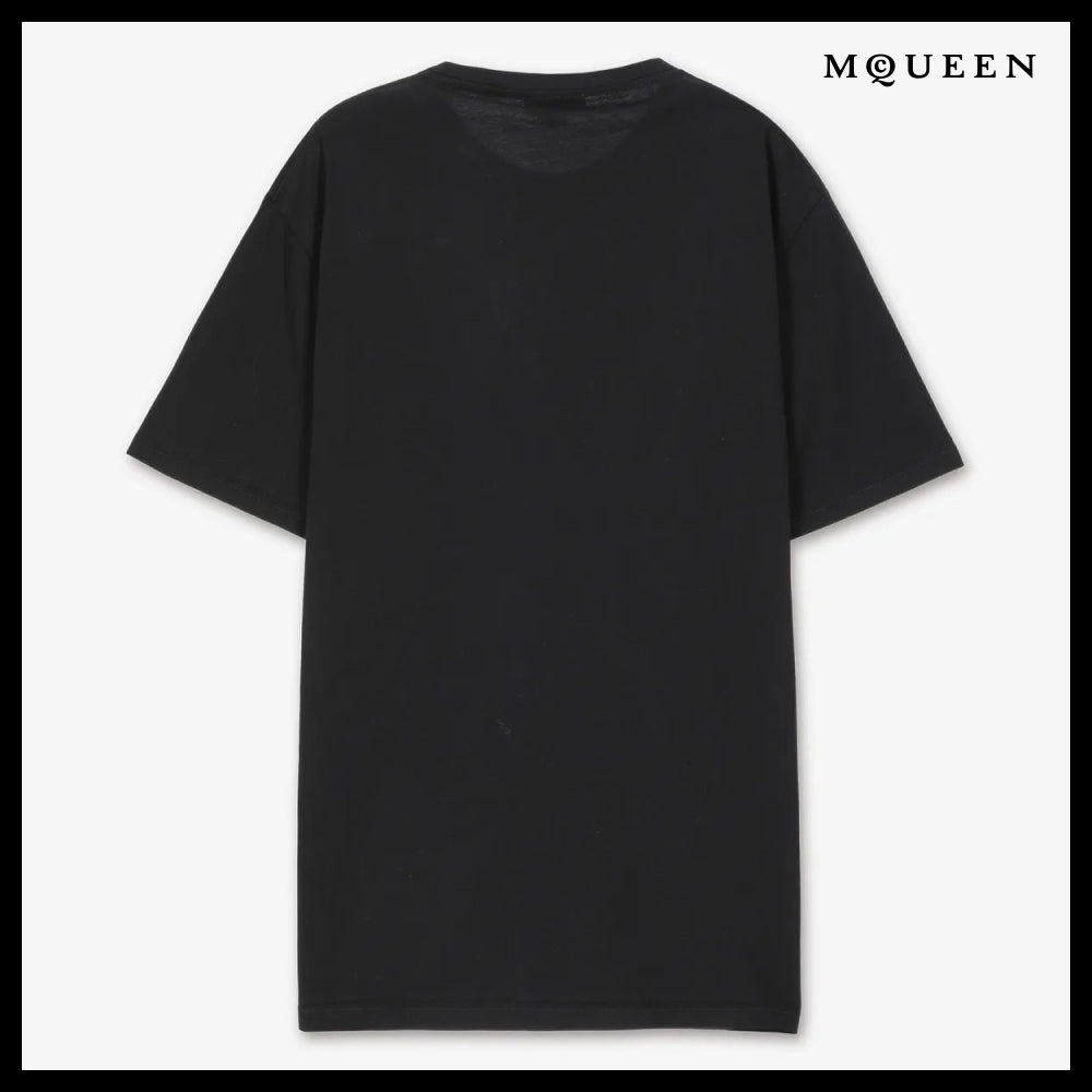 【alexander mcqueen】Gray Graffiti Logo Short Sleeve T Shirt