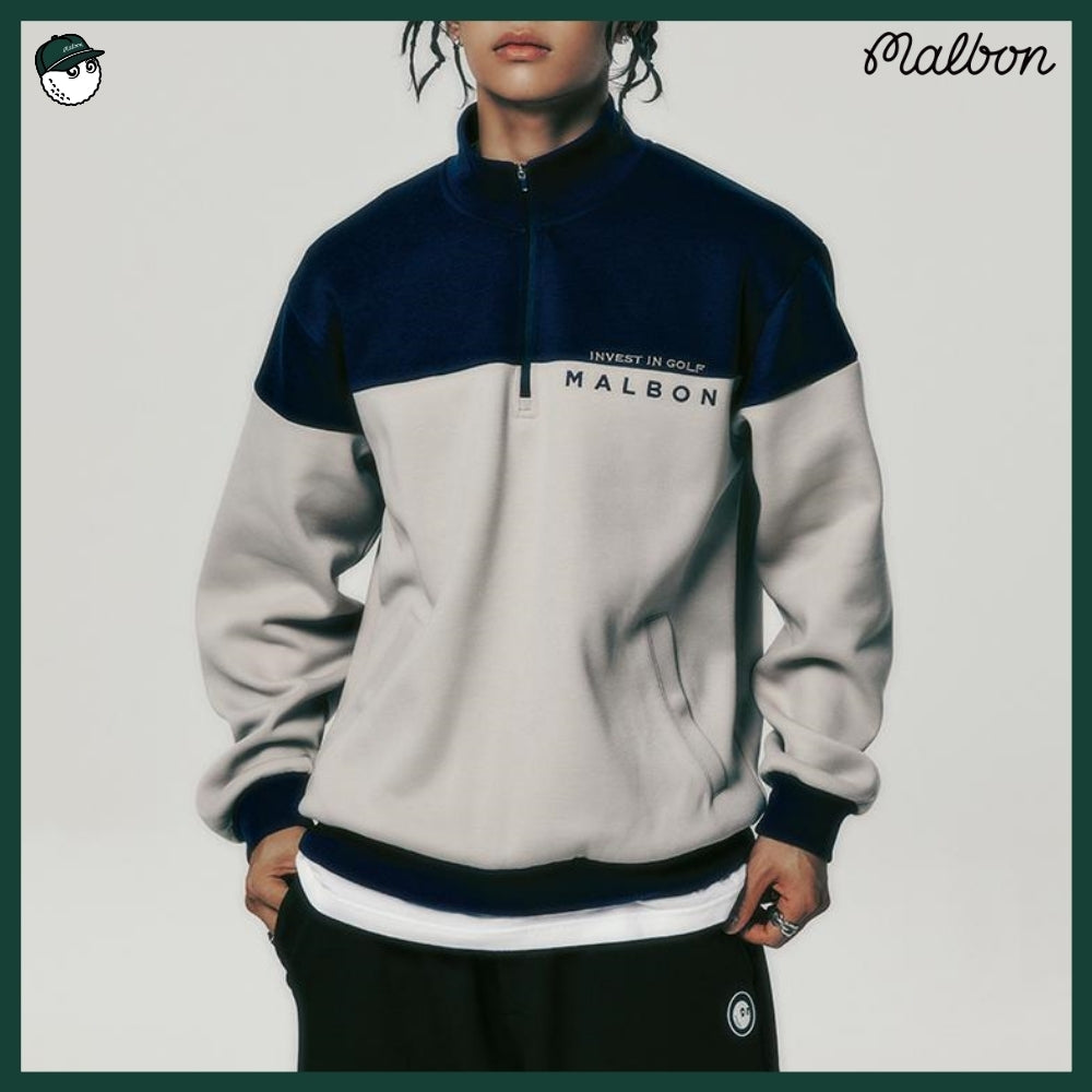 【MALBON GOLF】 AIRLY COLORED ZIP-UP MTM T-SHIRT MAN 3COLORS