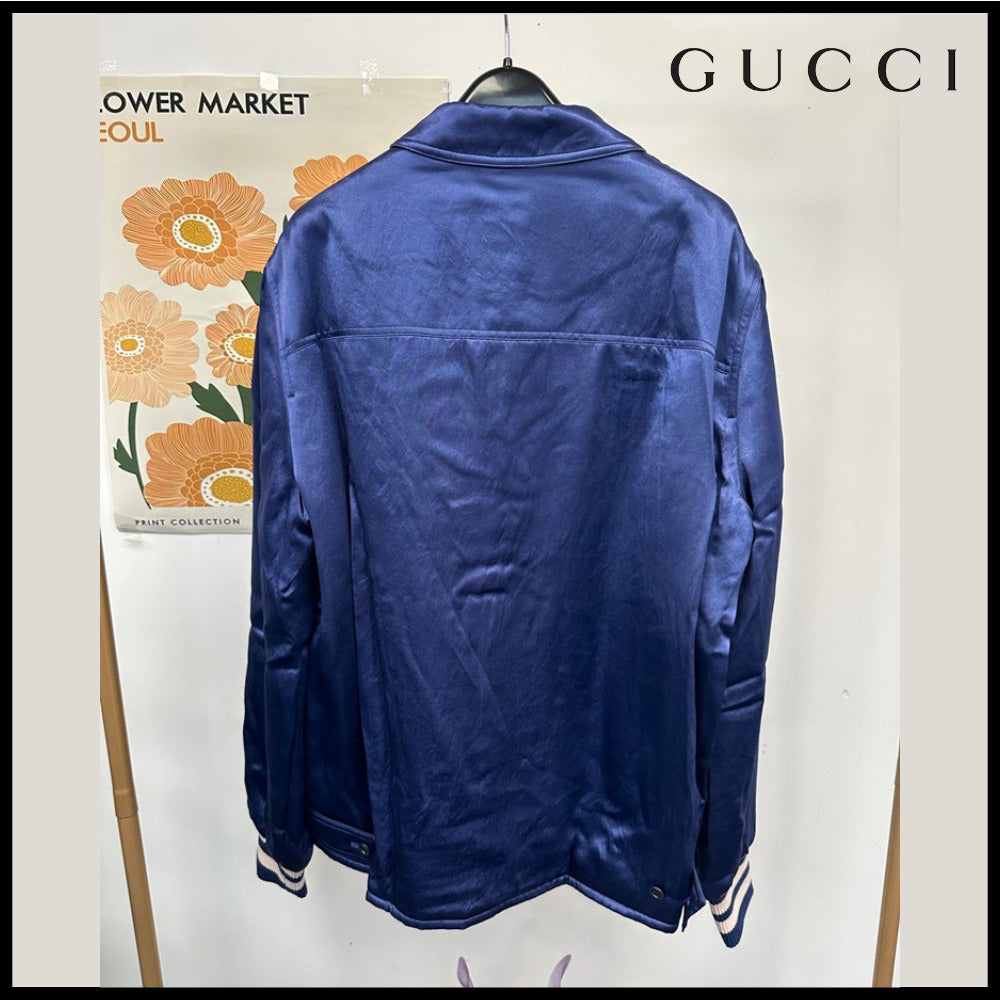 【GUCCI】Logo Patch Reversible Acetate Blouson Jacket