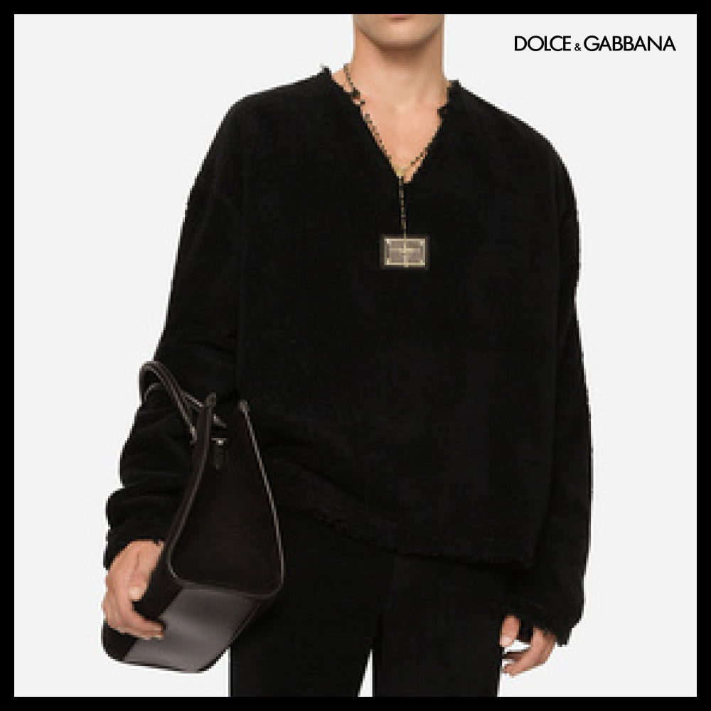 【Dolce & Gabbana】TERRYCLOTH SWEATSHIRT WITH LOGO TAG