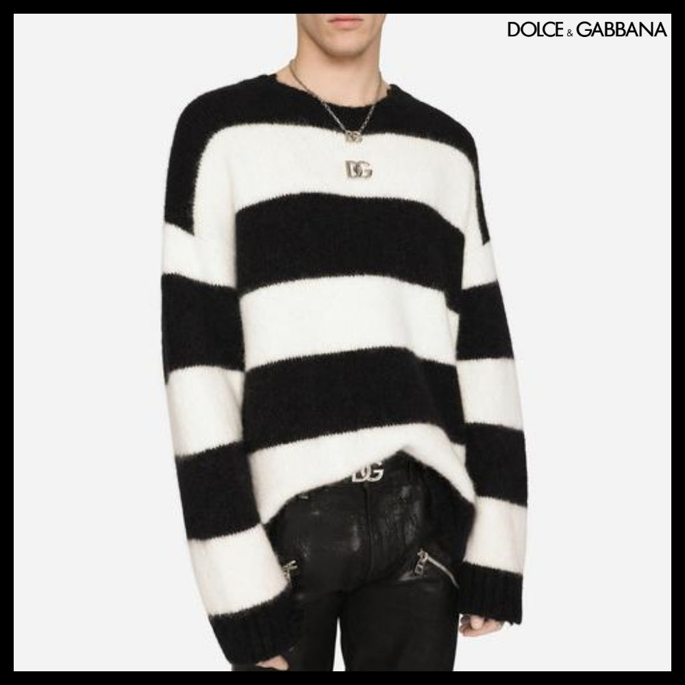【Dolce & Gabbana】Round-Neck Alpaca Wool Sweater with DG