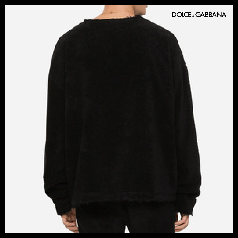 【Dolce & Gabbana】TERRYCLOTH SWEATSHIRT WITH LOGO TAG