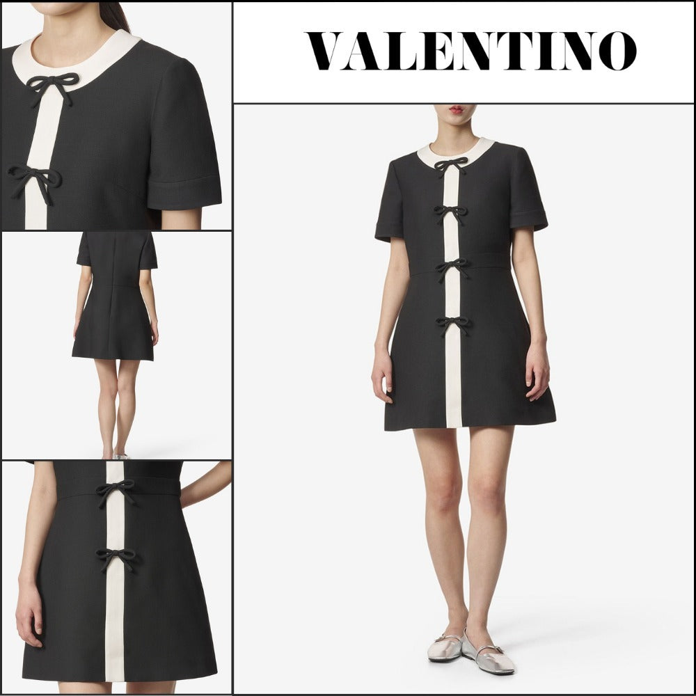 【VALENTINO】Bow Two Tone Dress Nero