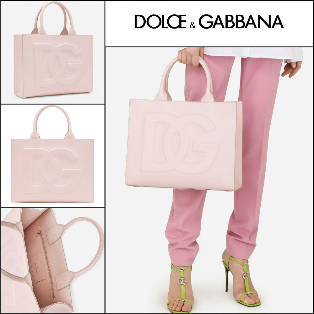 【Dolce & Gabbana】Small Calfskin DG Daily Shopper Pink