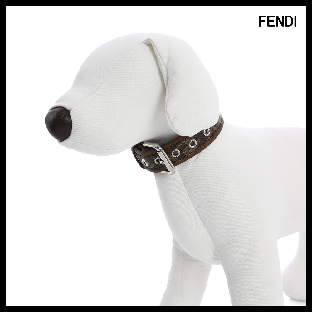 【Fendi】FF Name Plate Brown Pet Collar