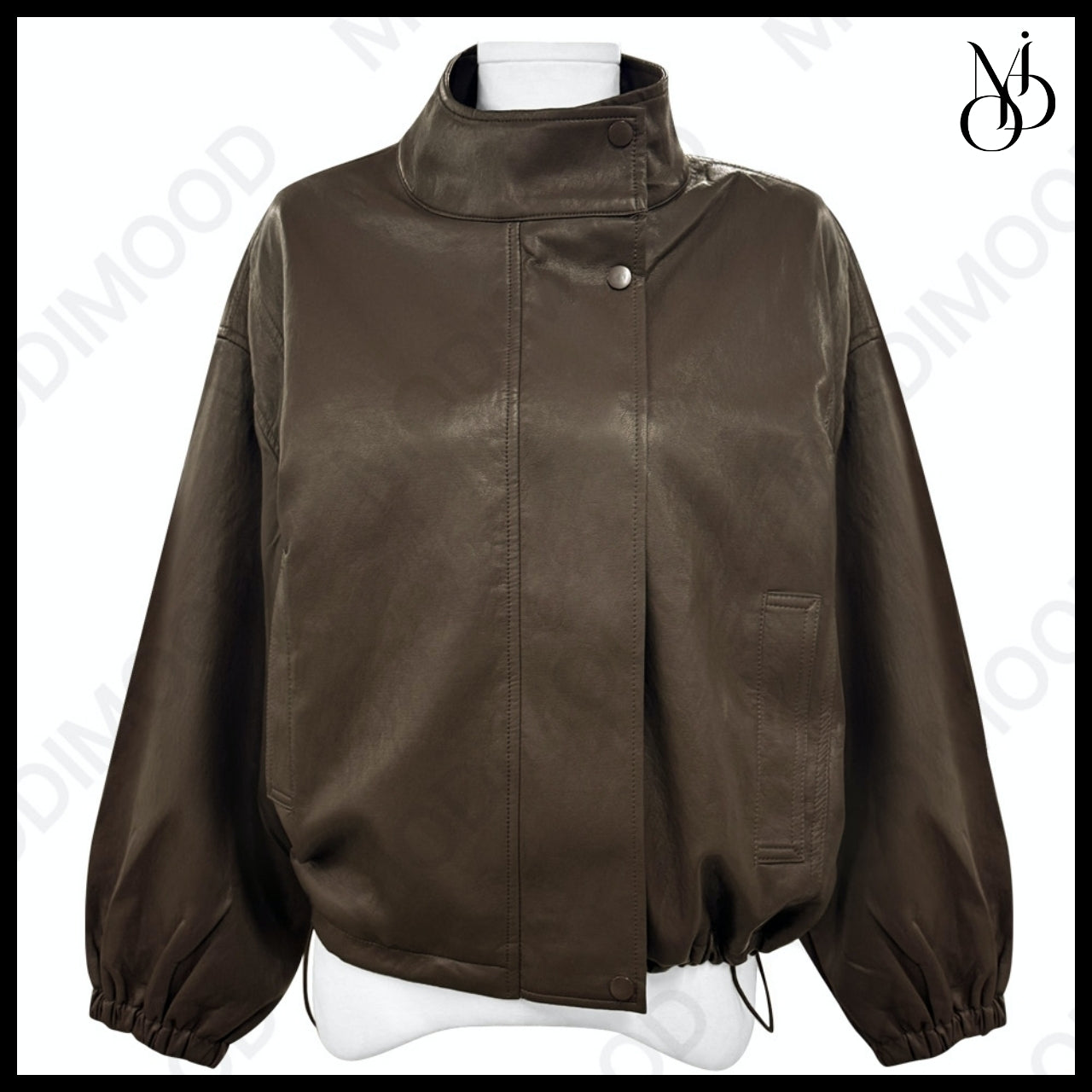 【MODIMOOD】Purple High Neck Leather Jacket 3 Colors