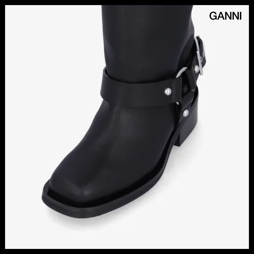 【Ganni】Biker Boots Black