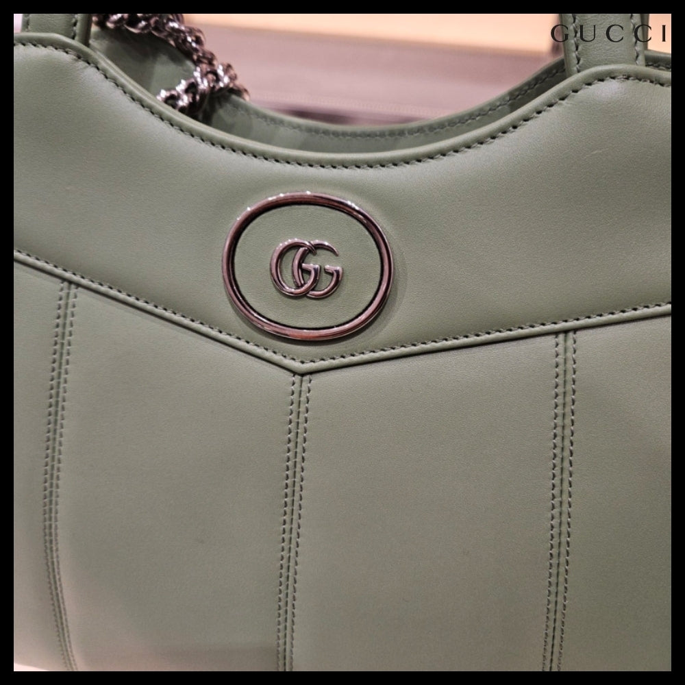 【GUCCI】PETITE GG Sena calf chatote bag green soil grass